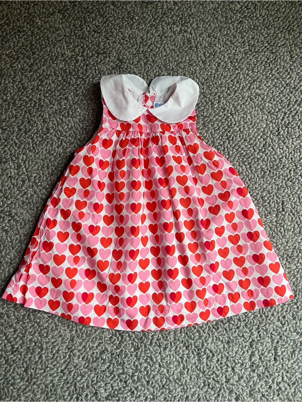Jacadi Heart Print Sleeveless Peter Pan Collar Dress